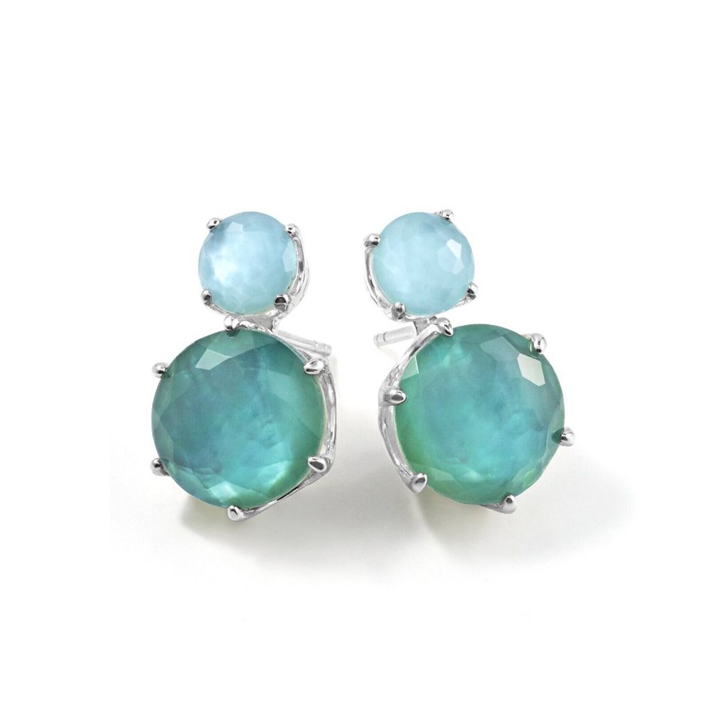 Ippolita sterling silver Wonderland 2-stone post drop earrings in Bluestar